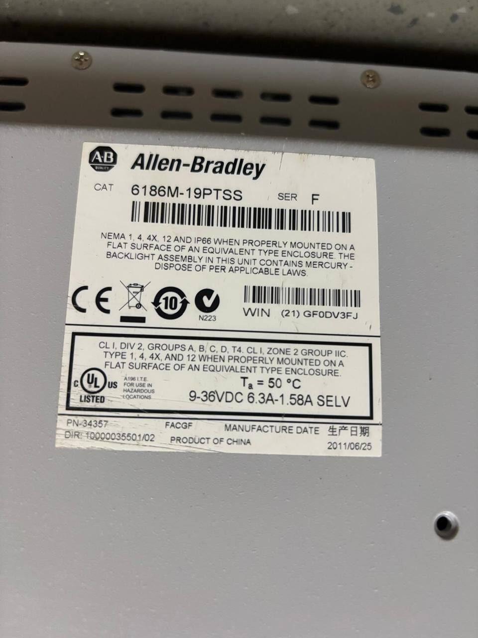 Allen-Bradley Allen Bradley ALBR6186M19PTSS SER F — refurbished automation & control systems