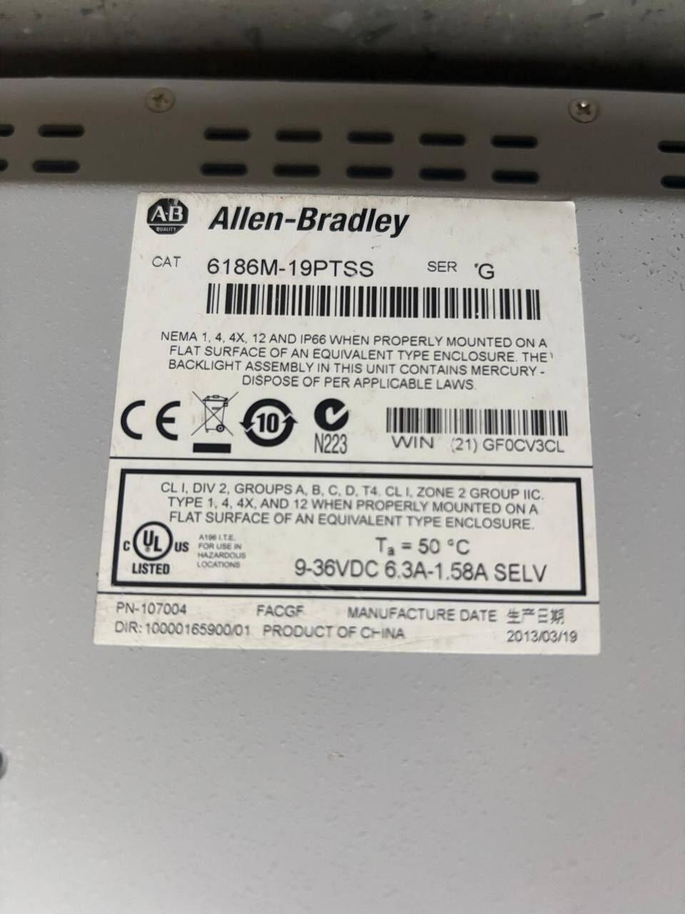 Allen-Bradley Allen Bradley ALBR6186M19PTSS SER G — refurbished automation & control systems thumbnail 2
