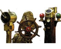 Marine Antiques such as Telegraph, Steering Column, Binnacle's Compass